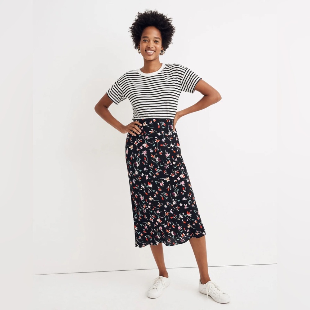 Madewell midi slip skirt in "drifting flower" pattern